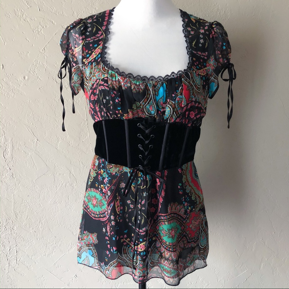 NWT bebe Chiffon Corset Blouse